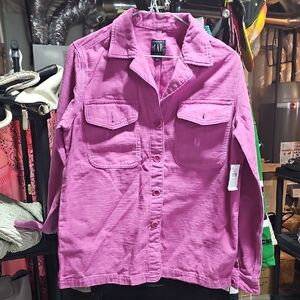 NWT GAP Vibrant Pink Utility Shirt Jacket P2P20 L25